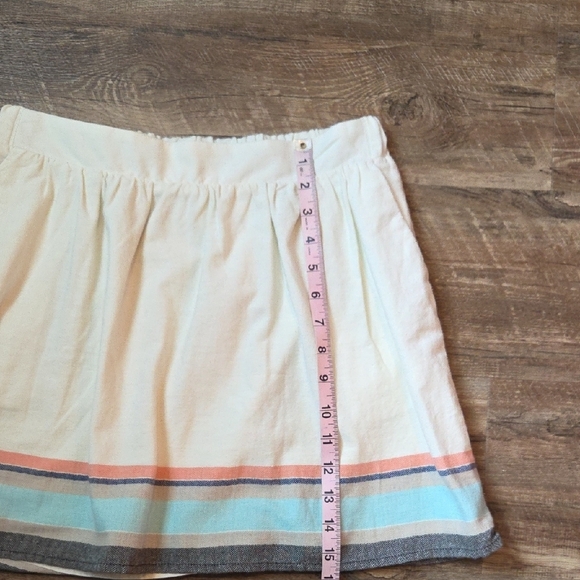 Old Navy Cream With Stripes Mini Skirt Women's Size S 100% Cotton With Pockets - Picture 6 of 8